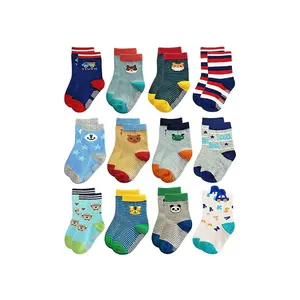 Quentin Custom Logo Anti Slip Newborn Baby Socks Anti-slip 0-3 Months 6-12 Months Cotton Baby Grip Socks For Boy Girl