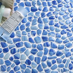 Azulejo de cristal azul adoquín para decoración de pared de baño, mosaico de <span class=keywords><strong>adoquines</strong></span> para piscina, Spa, precio de fábrica - Product Image 4