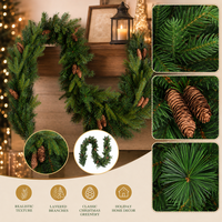 Guirlande de Noël en pin, longue branche de verdure avec pommes de pin, pour cheminée, escalier, porte, fenêtre, décoration de fêtes, fournisseur en gros