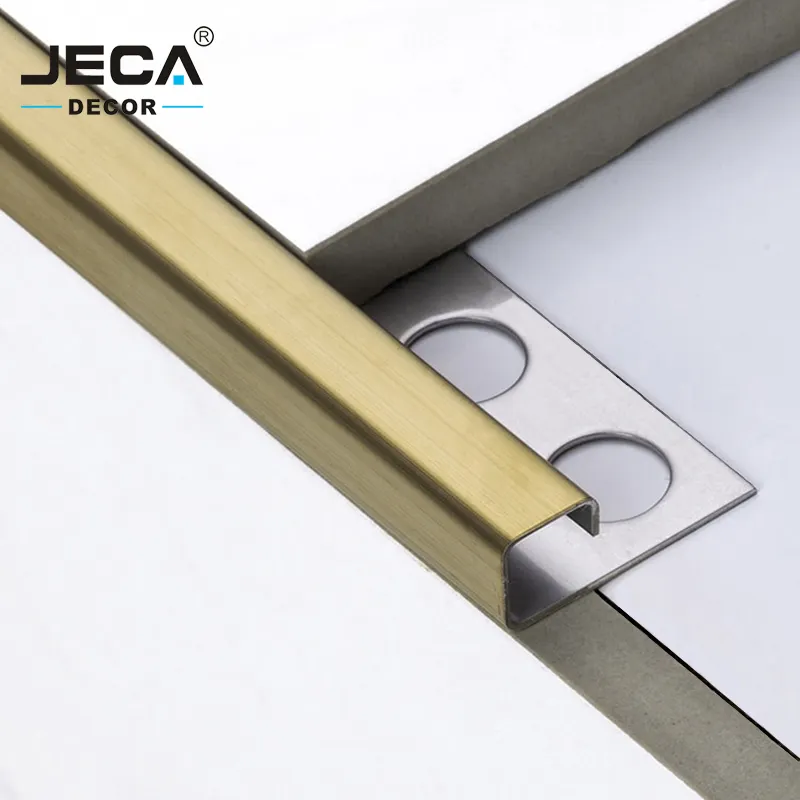 JECA Stainless Steel Tile Trim Different Shapes 304 Grade Chrome Metal Strips For Building Wall Ceramic Tile Edging Profiles