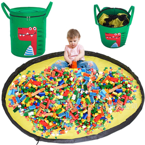 KUYUE Filz Kinder Spielzeug Aufbewahrung taschen mit Spiel matte Loncheras Animal Design Leichte runde faltbare Escolares <span class=keywords><strong>Kids</strong></span> Faltbare Opp Tasche - Product Image 2