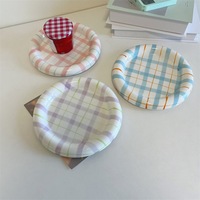 Klobiger Keramik-Dessertteller im Pastell-Karo-Design, Hochwertig für Nachmittagstee, Kuchen, Snacks, Zuhause