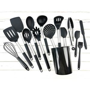 Custom Wholesale Food Grade 15 Pieces Handle Silicone <b>Kitchen</b> Utensils Items <b>Kitchen</b> Cooking <b>Accessories</b> Tool <b>Set</b> - Product Image 2