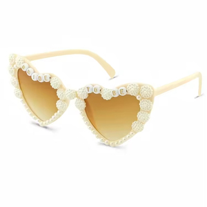 Hstyle Elegant Bride to Be Pearl Sunglasses Snowflake Pearl Heart Shaped <strong>Glasses</strong> for Bridal Shower <strong>Engagement</strong> Bride Party Favors - Product Image 5
