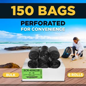Bolsas de Basura de Plástico de 55-60 Galones, Alta Densidad, Negras, Duraderas, Multiusos - Product Image 5