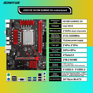 Carte mère de jeu JGINYUE H610M <span class=keywords><strong>D4</strong></span> DDR4 en gros, compatible avec les processeurs de 12e et 13e génération pour PC de bureau, avec 64 Go de RAM max. - Product Image 1