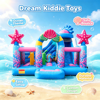 Château gonflable à thème océanique avec toboggan et piscine pour enfants, combo de jeux gonflables avec toboggan