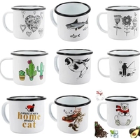 Logo personnalisé de haute qualité imprimable 12Oz sublimation blanche petite tasse de camping en émail avec poignée