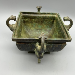 Espejo Cuadrado de Latón con Cuatro Dragones del Período de los Estados en Guerra, Modelo Artesanal Antiguo, Utensilios de Cultura del Vino, Fundición 3D Hecha a Mano - Product Image 5