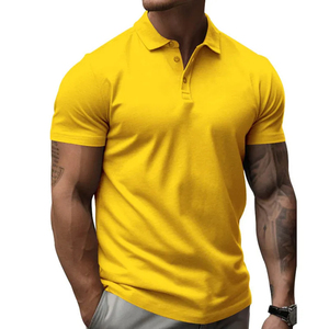 Polo con logotipo personalizado, Polo de diseño formal de manga corta de color sólido, Polo atlético para hombre - Product Image 6