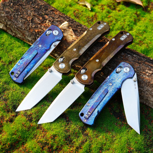 GT-T0039-4 高級チタン製 バーニングライトニングパターン VG-10 アクシスロック アウトドア折りたたみナイフ - Product Image 3