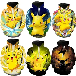 Cartoon Animation Japanese Streetwear Harajuku Anime Print Hoodies Sudaderas Con Capucha Para Hombre Pikachu Hoodie