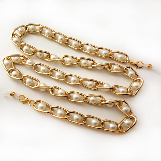 N018  Eyewear Sunglasses Chain Glasses Chic Pearl Aluminum Chain Anti-lost Anti-skid Creative Mask Chain Eyeglasses Strap