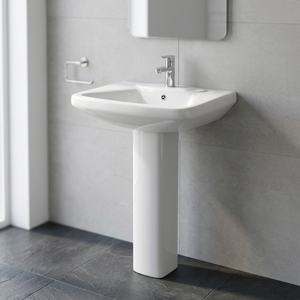 Ensemble de salle de bain design blanc Toilette et lavabo sur pied complets en céramique blanche chinoise Articles sanitaires en porcelaine - Product Image 4