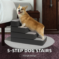 Escalier pour chien triangulaire de luxe en mousse à mémoire de forme et coton, marches souples pour animaux de compagnie, housse amovible et lavable pour lit ou canapé surélevé