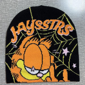 Bonnet motif araignée gothique Y2K pour femme Bonnet tricoté en <span class=keywords><strong>laine</strong></span> acrylique chaude avec doublure camouflage Logo personnalisable pour vêtements de plage - Product Image 2