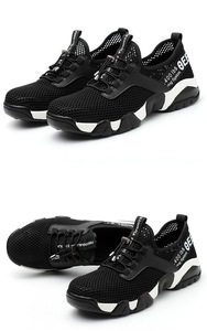 Chaussures de sécurité de travail en gros, respirantes, légères, avec embout en acier, anti-perforation, anti-écrasement, protection du travail - Product Image 4