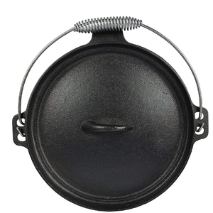Marmite hollandaise <span class=keywords><strong>en</strong></span> <span class=keywords><strong>fonte</strong></span> pré-culottée de 4 litres avec couvercle, robuste, pour camping, barbecue, cuisson et pâtisserie - Product Image 4