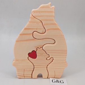 Set di Puzzle in Legno Personalizzato con Incisione, Famiglia di Orsi Madre e Figlio, Decorazione per la Casa, Regalo Fai-da-Te per la Festa della Mamma - Product Image 4