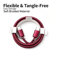 Kabel Data Pengisian Cepat 1M 60W Nylon Braid 3A Tipe C untuk Pengisi Daya Ponsel Iphone 18 Pro Max