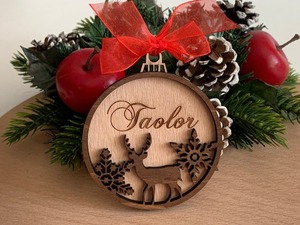 Artesanías de Navidad Decoración Árbol de Navidad Elk Colgante de doble capa Nombre de una pieza personalizado - Product Image 5