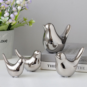 Home Decoration Creative Office Model in Study Bedroom <strong>Living</strong> <strong>Room</strong> Light Luxury <strong>Silver</strong> Ceramic Bird <strong>Ornaments</strong> - Product Image 1