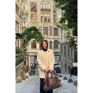 Manteau en fausse fourrure de chameau pour femme, épais et chaud, style hiver, manches longues - Product Image 3