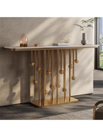 Table console multifonctionnelle en acier inoxydable de luxe italien avec plateau en pierre pour l'entrée d'un hôtel, le couloir