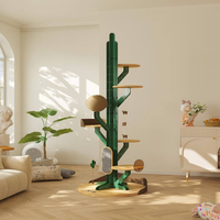 Arbre à chat de luxe moderne de 201 cm de haut à 6 niveaux en bois massif, tour de griffoir robuste et stable pour grands chats d'intérieur