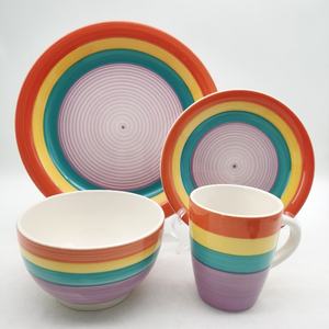 Service de table en grès céramique de style américain à motif végétal, 60 pièces, compatible micro-ondes - Product Image 2