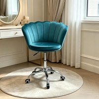 Fauteuil de loisirs rembourré français 360 ° Fauteuil pivotant en velours à pétales pour salon, chambre et bureau
