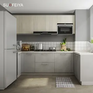 非常耐用的现代三聚氰胺模块化风格家具10X10厨柜用于预制住宅厨房