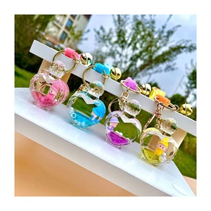 2025 Acrylic Liquid Keychain <b>Floating</b> Quicksand Perfume Bottle, Heart Drift Bottle Pendant for Girls Cute Gift - Product Image 1