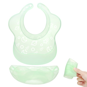 Thin Silicone Feeding Bib Arc Type <b>Light</b> Green 0-12 Months Waterproof Leak Proof Drool Proof Baby Bib - Product Image 2
