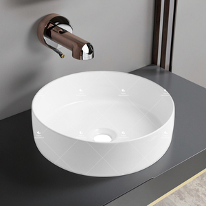 Vòng hình dạng màu trắng gốm Countertop gắn handmade rửa lưu vực phòng tắm trên truy cập gắn bồn rửa bát - Product Image 1