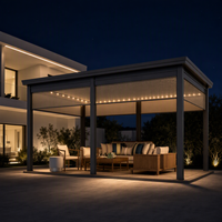Pergola en aluminium motorisée OEM pour extérieur, 3x3, 3x4, 4x4, 3x6, 4x6, 6x3, 6x4m, pour la décoration de villas et de jardins