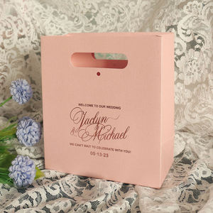 Elegant Custom Printed Pink Paper Gift Bag Foil Logo Shopping Tote Bag for <b>Wedding</b> Boutique Retail Packaging Supplier - Product Image 4