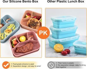 Lonchera Portátil de Silicona de Grado Alimenticio, No Tóxica, para Bebés y Niños, con 3 Compartimentos, para Conservar la Frescura de los Alimentos, Personalizable y de Venta Caliente - Product Image 2