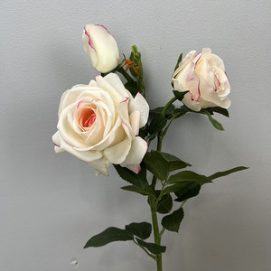 <span class=keywords><strong>Buquet</strong></span> de rosas artificiales de látex rosa claro de alta calidad de 3 cabezas de alta calidad de 3 cabezas - Product Image 4