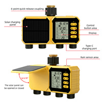 Programmateur d'irrigation solaire programmable à 4 ports, contrôleur de vanne d'eau, chargeur solaire USB, capteur de pluie, minuterie d'arrosage goutte à goutte pour jardin et pelouse