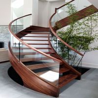 Indoor Spiral Arc Floating Staircase mit Glas balustraden marmor und Massivholz stufen