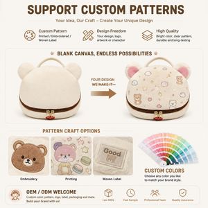 Cute Bear Shape Plush <b>Makeup</b> Bag Kawaii Cosmetic Pouch Travel Toiletry Organizer Bag Soft Fuzzy Storage <b>Case</b> Custom Logo OEM - Product Image 4