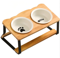 Nouveau support de gamelle en bois de bambou pour chien et chat, double gamelle pour animaux de compagnie, mangeoire surélevée en bois réglable pour chiens et chats de petite et moyenne taille