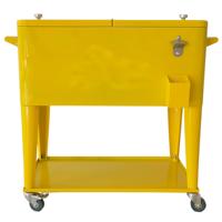 Chariot isotherme roulant personnalisé 73L, glacière métallique avec roues pour garder au frais lors du barbecue