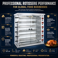 Four à rôtir au gaz commercial pour poulet, 6 broches, machine à griller