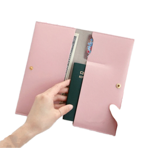 Portefeuille et porte-passeport en cuir minimaliste avec organiseur de documents, blocage RFID, étanche, prêt pour le voyage - Plusieurs couleurs - Product Image 1