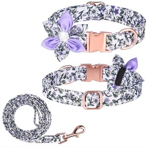 <span class=keywords><strong>Collar</strong></span> de gato y perro estampado colorido con hebilla dorada Correas y collares de poliéster de lujo para mascotas con nudo de flor extraíble - Product Image 3