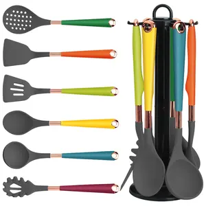 Luxury Kitchen Gadgets Tools Accessories Silicone Utensils Kitchen Set Cooking Utensils Silicone Kitchen Utensils Set With Stand