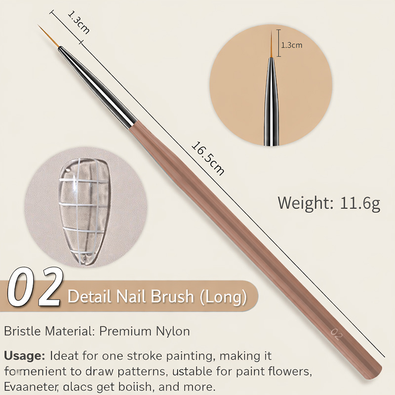 Pinceau de détail pour ongles (long)