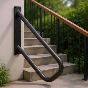 Corrimano di Sicurezza a Parete da 18,9 Pollici in Acciaio per Gradini Esterni, Ringhiere per 1-2 Gradini, Componenti per Scale, Design Industriale - Product Image 2